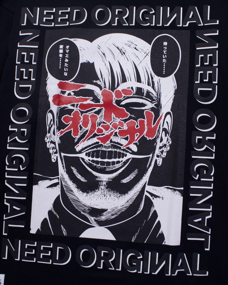 NEEDORIGINAL ニードオリジナル long-sleeved t-shirt Back HORITATSU BB TATTOO design (BLACK)