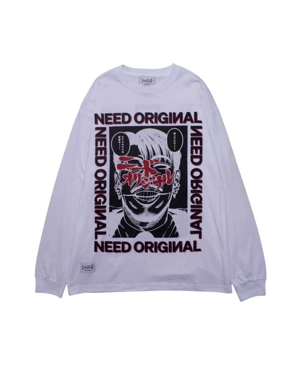 NEEDORIGINAL ニードオリジナル long-sleeved t-shirt Back HORITATSU BB TATTOO design (WHITE)