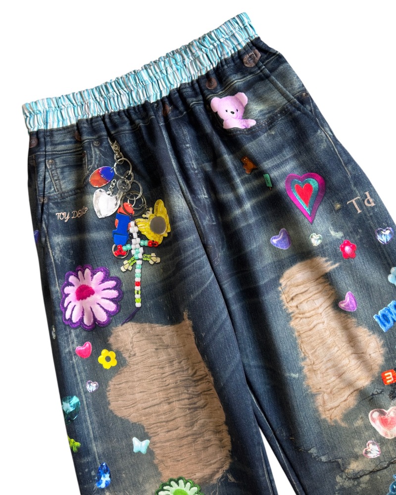 TOY DEVIL トイデビル Transfer Print Sweat Pants “Denim