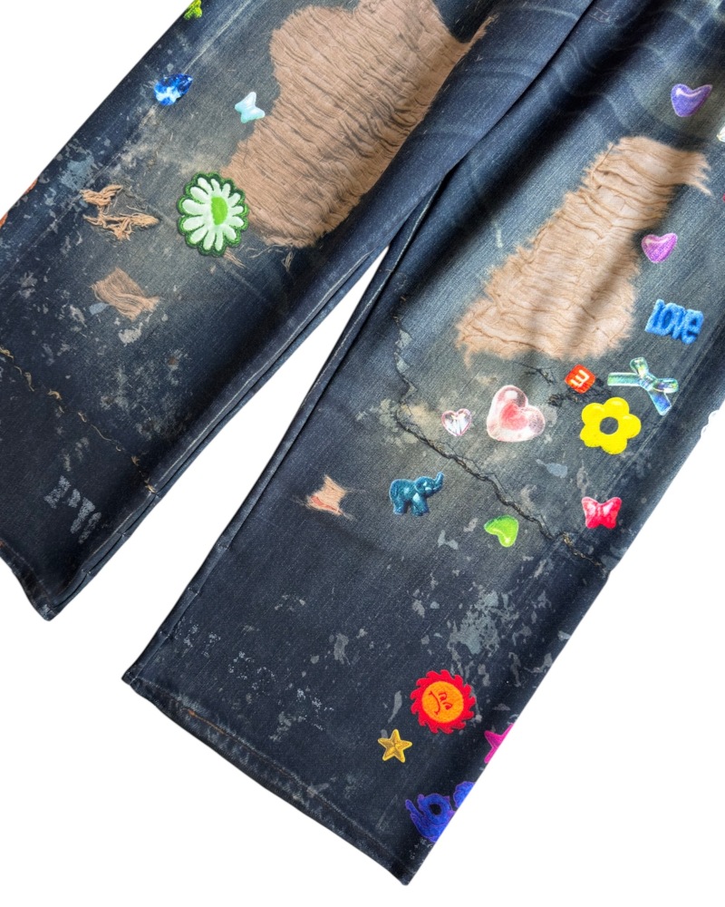 TOY DEVIL トイデビル Transfer Print Sweat Pants “Denim