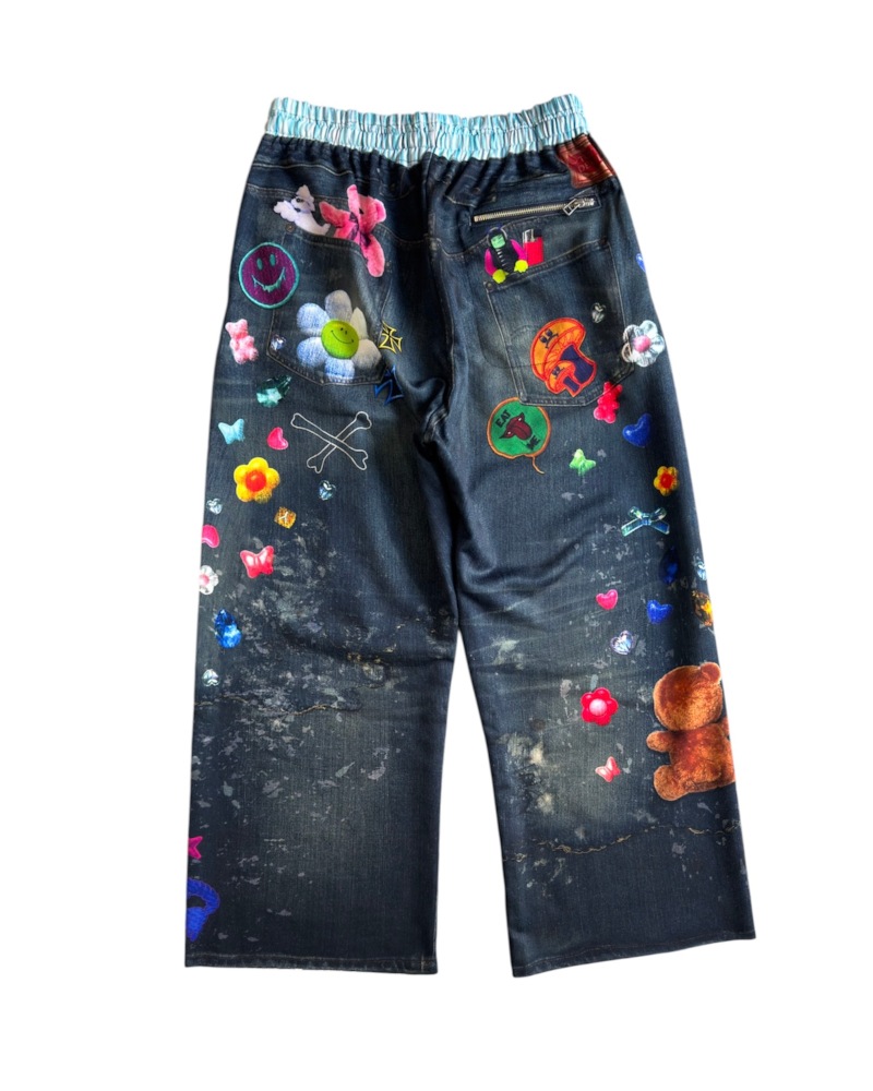 TOY DEVIL トイデビル Transfer Print Sweat Pants “Denim