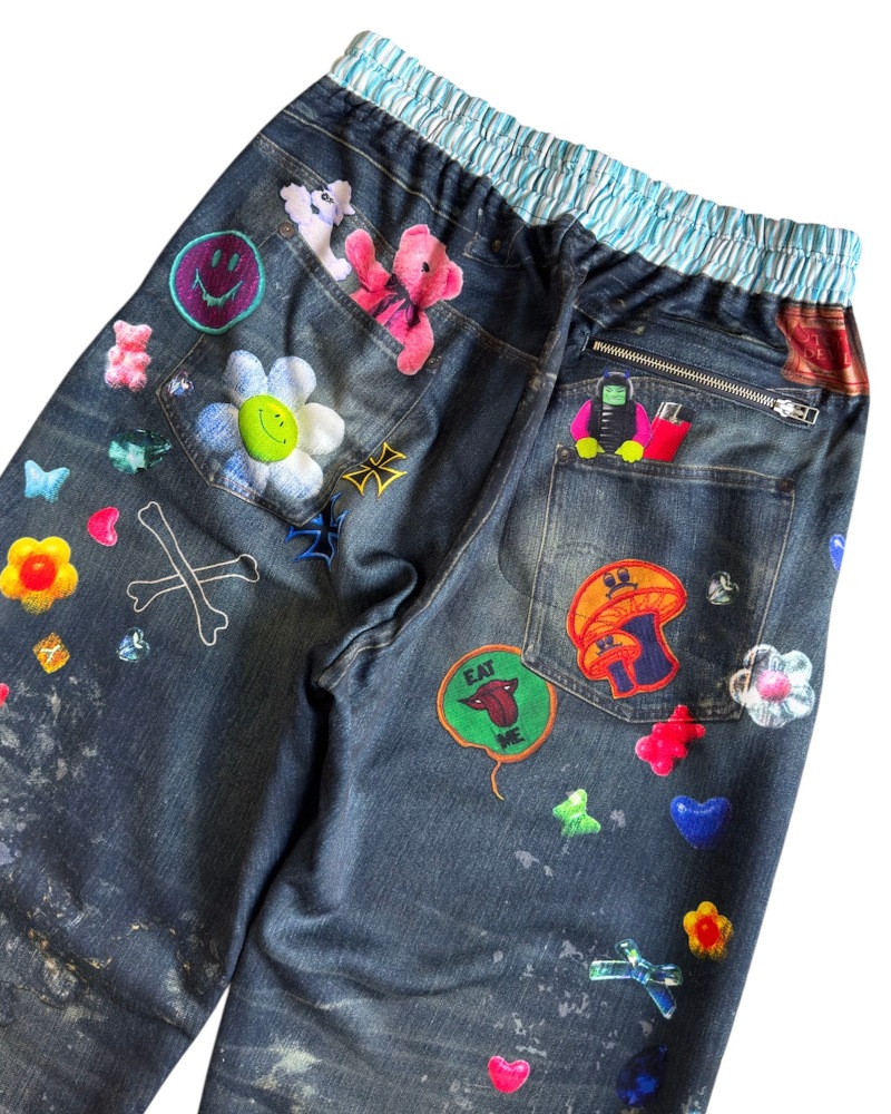 TOY DEVIL トイデビル Transfer Print Sweat Pants “Denim