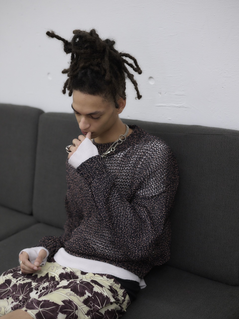 UNUSED アンユーズド 26SS US2556 Drop pullover knit (MINT×CAMEL)