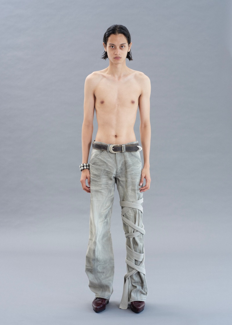 NVRFRGT ネヴァーフォーゲット 26SS 4C DISTRESSED LEATHER BELT (BLACK)