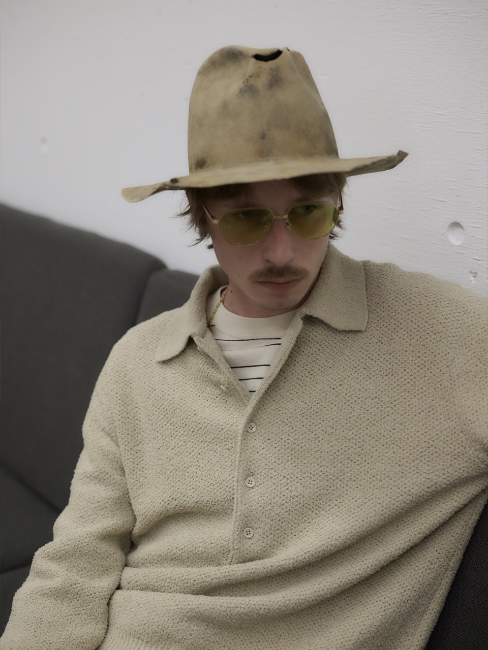 UNUSED アンユーズド 26SS US2543 Border short sleeve T-shirt (ECRU)