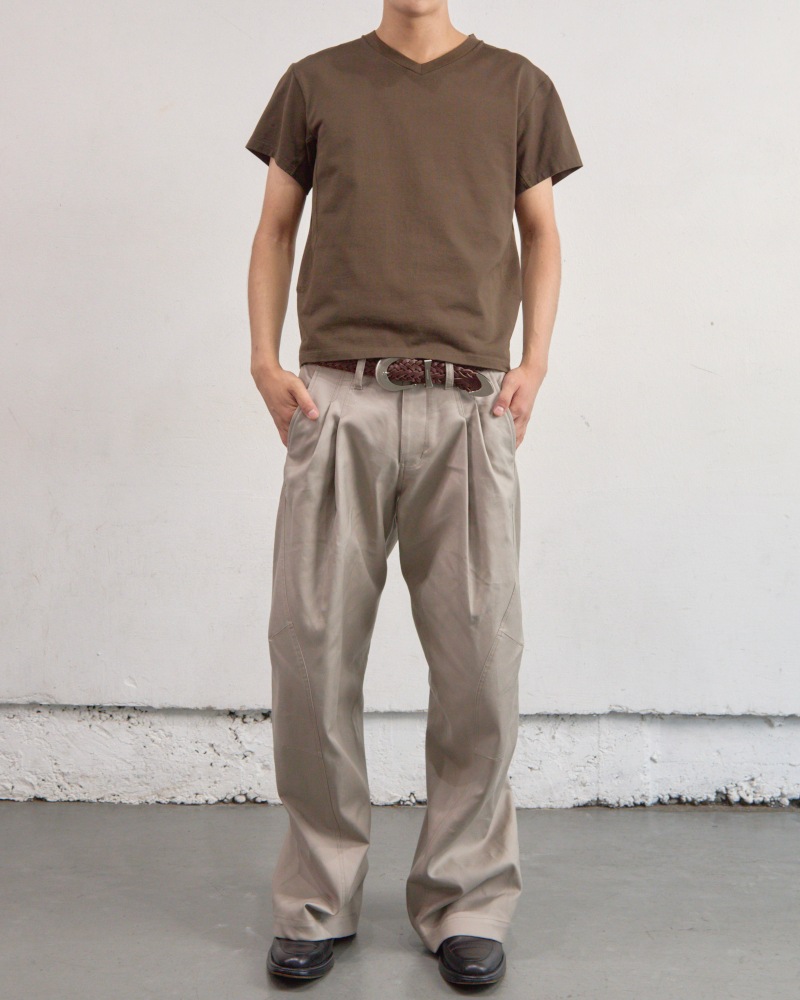 NVRFRGT ネヴァーフォーゲット 26SS PANELLED V-NECK HALF SLEEVE T-SHIRT (BROWN)