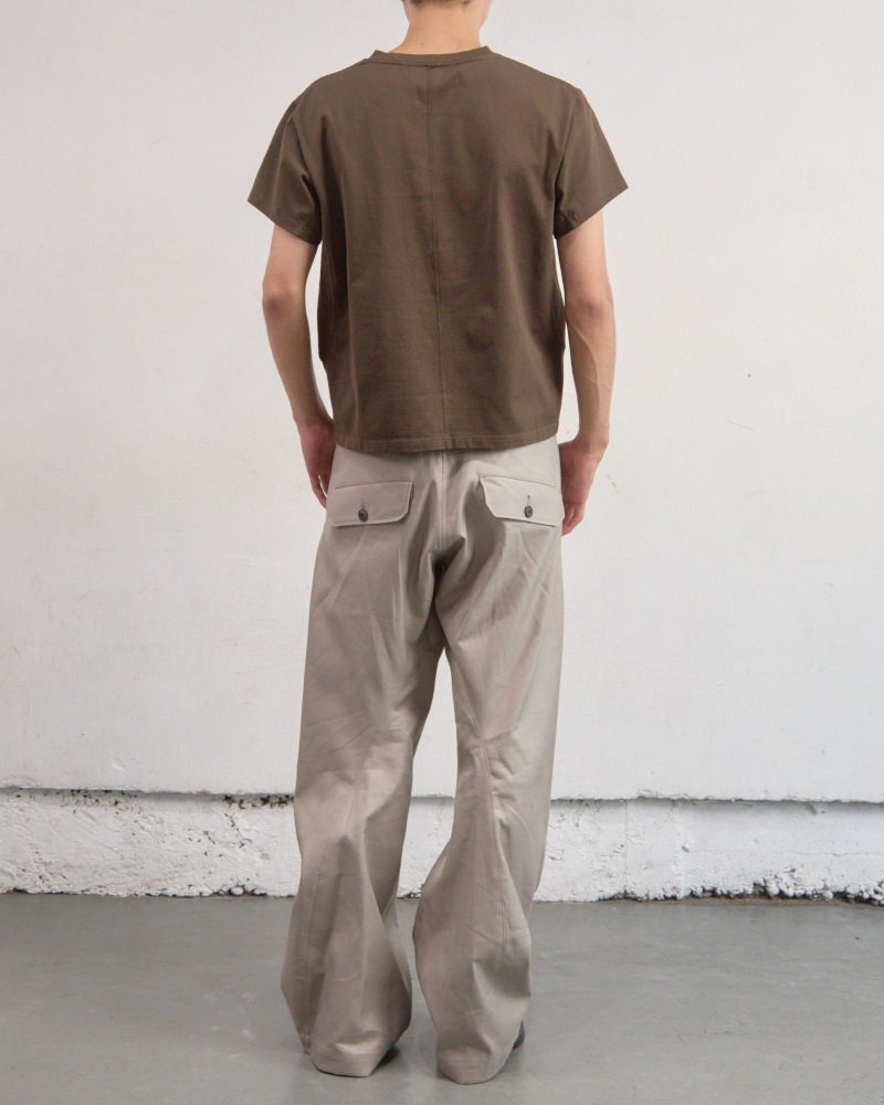 NVRFRGT ネヴァーフォーゲット 26SS PANELLED V-NECK HALF SLEEVE T-SHIRT (BROWN)