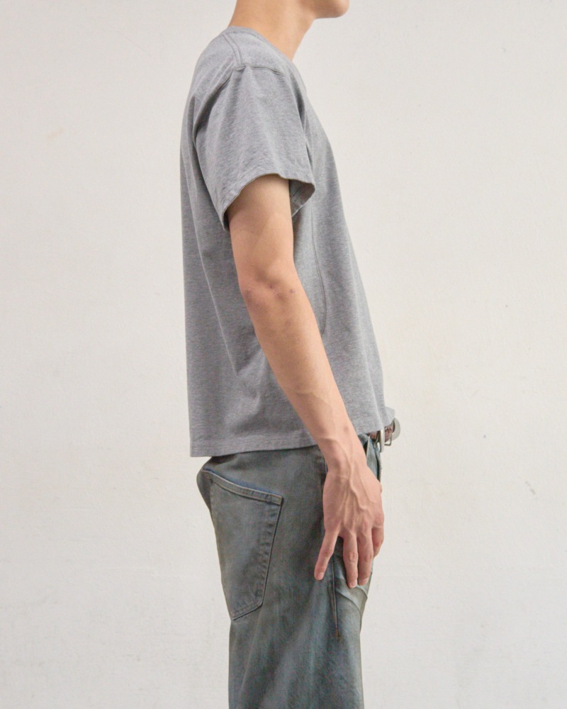 NVRFRGT ネヴァーフォーゲット 26SS PANELLED V-NECK HALF SLEEVE T-SHIRT (HEATHER GREY)