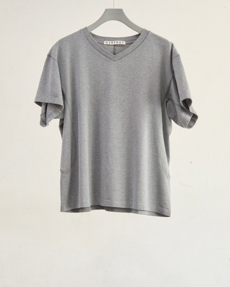 NVRFRGT ネヴァーフォーゲット 26SS PANELLED V-NECK HALF SLEEVE T-SHIRT (HEATHER GREY)