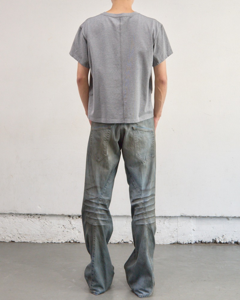 NVRFRGT ネヴァーフォーゲット 26SS PANELLED V-NECK HALF SLEEVE T-SHIRT (HEATHER GREY)