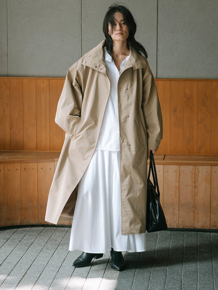 予約再販3/12 19:00》スタンドカラードルマンタフタコート | Coat | AEFRE
