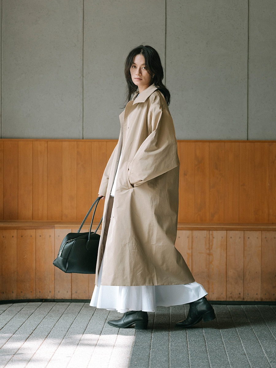 スタンドカラードルマンタフタコート | Coat | AEFRE