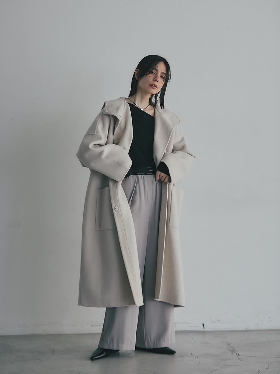 ウール混接結フードロングコート | Coat | AEFRE