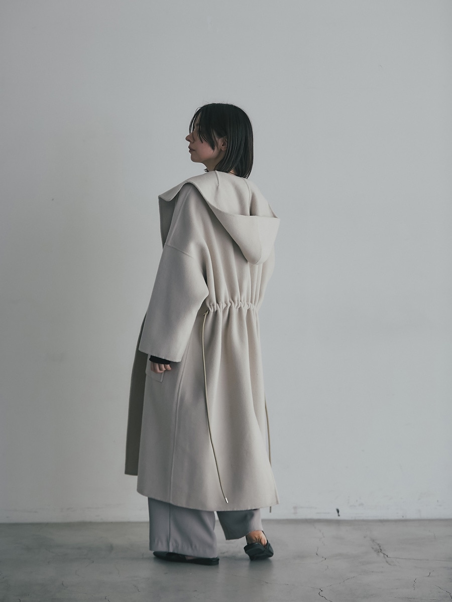 ウール混接結フードロングコート | Coat | AEFRE