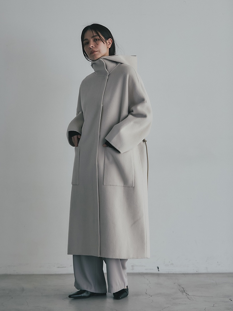 ウール混接結フードロングコート | Coat | AEFRE