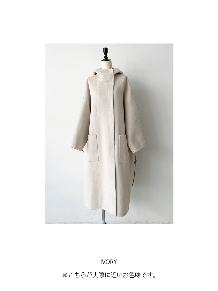 ウール混接結フードロングコート | Coat | AEFRE