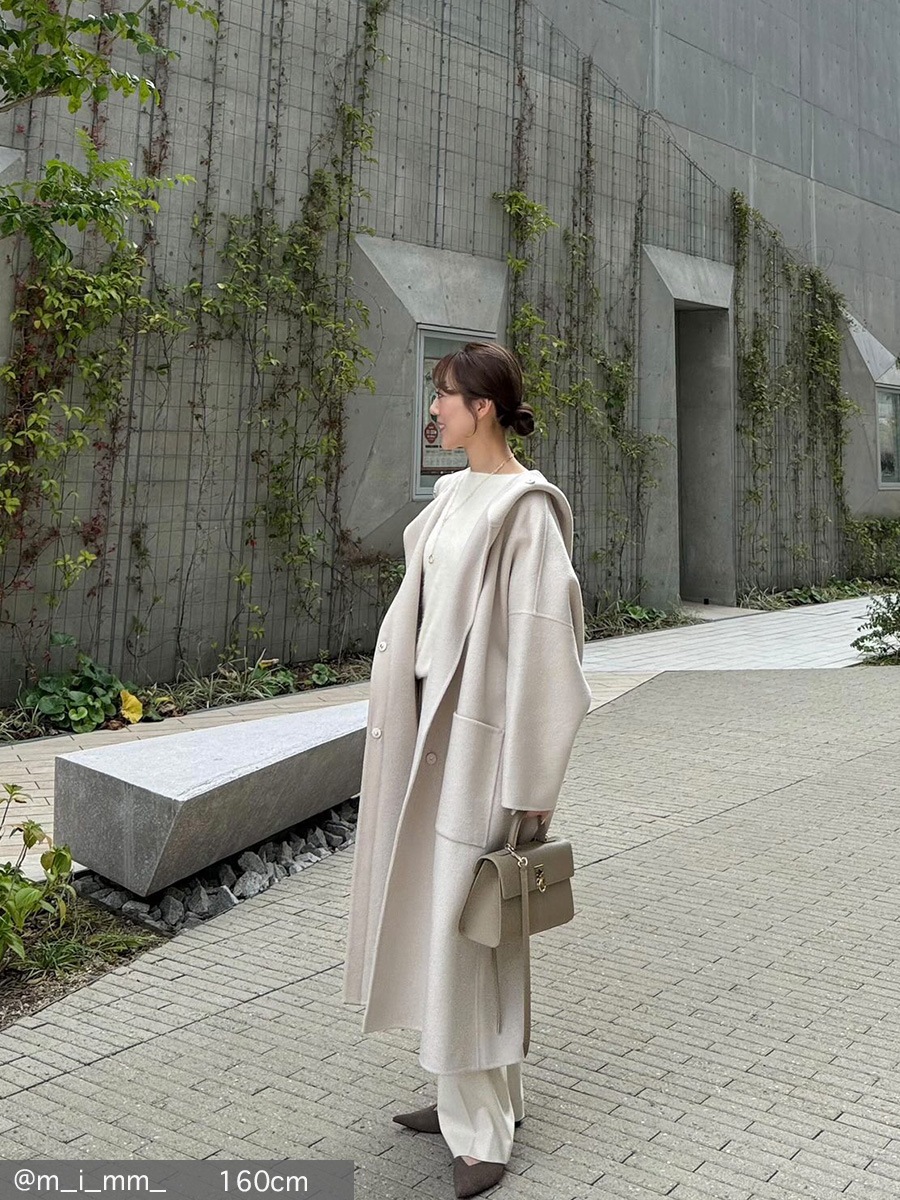 ウール混接結フードロングコート | Coat | AEFRE