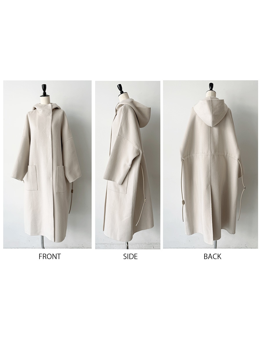 ウール混接結フードロングコート | Coat | AEFRE