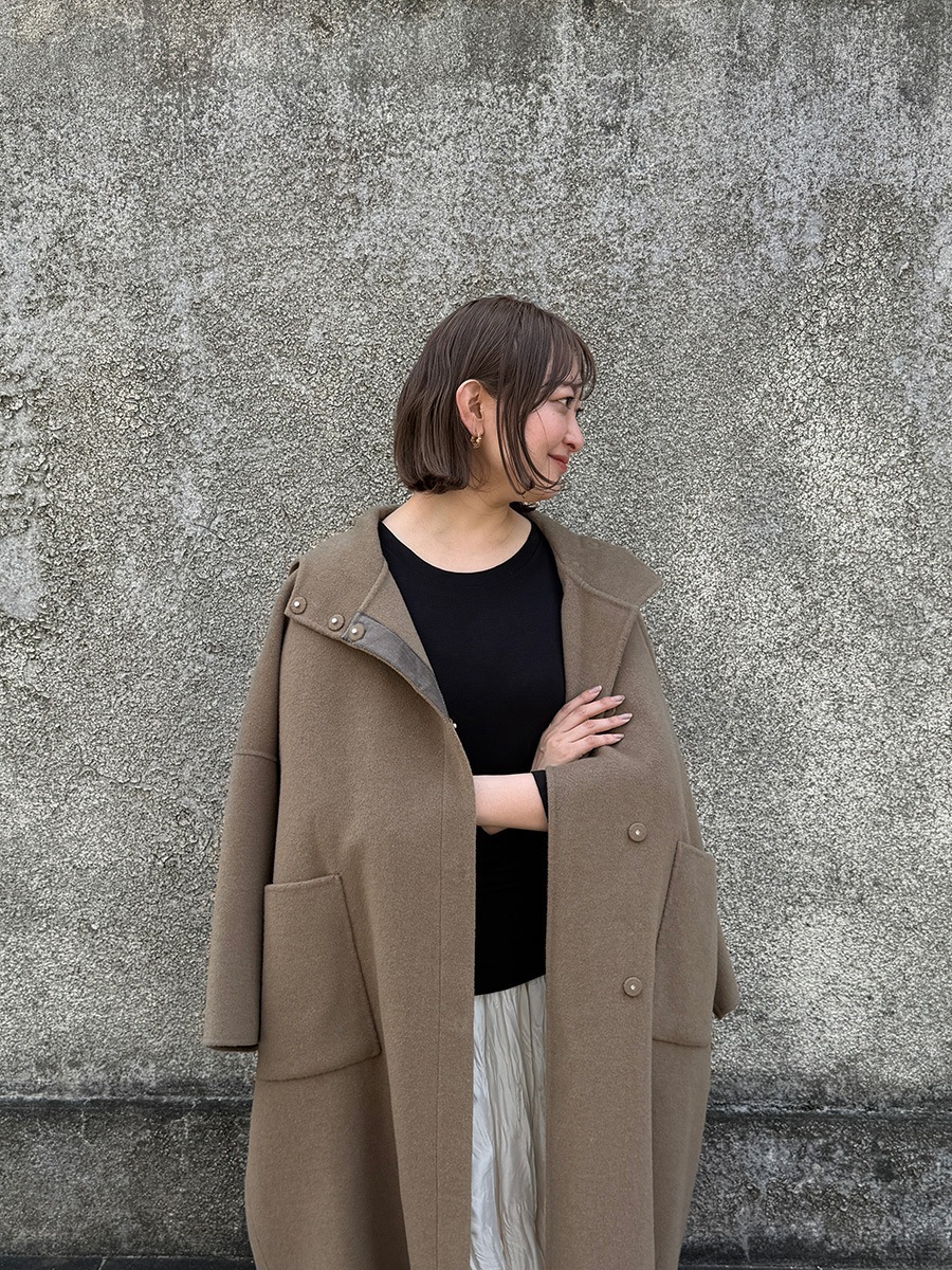 ウール混接結フードロングコート | Coat | AEFRE