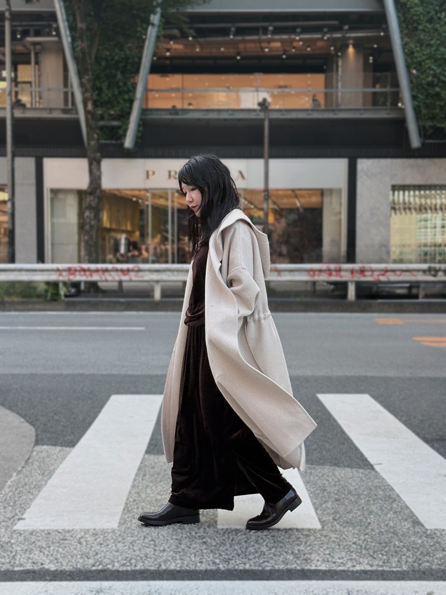 ウール混接結フードロングコート | Coat | AEFRE