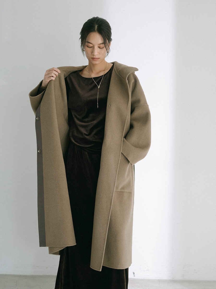 ウール混接結フードロングコート | Coat | AEFRE