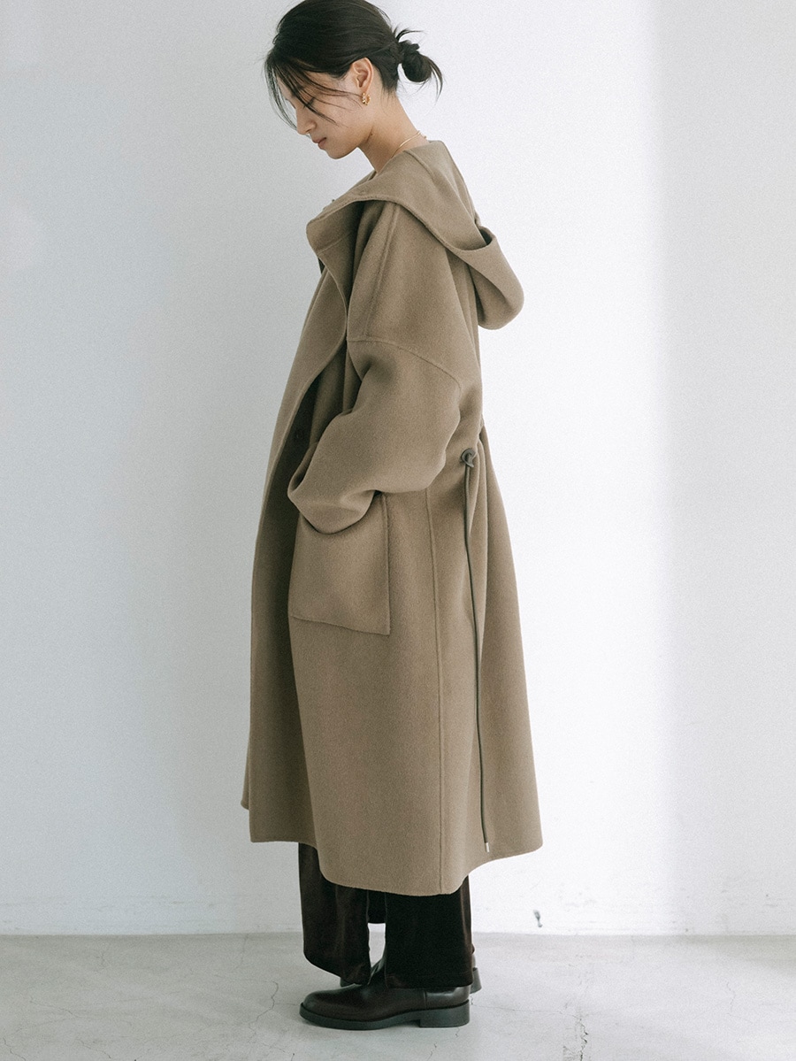 ウール混接結フードロングコート | Coat | AEFRE