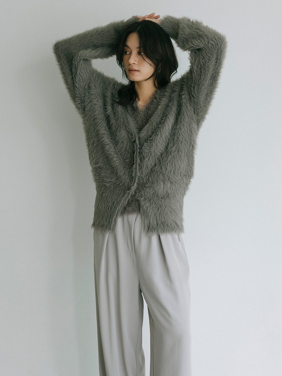 美品✨エンリカ　enrica　シャギーニットカーディガン　モヘア　カーキ シャギーニットカーディガン | Knit | AEFRE