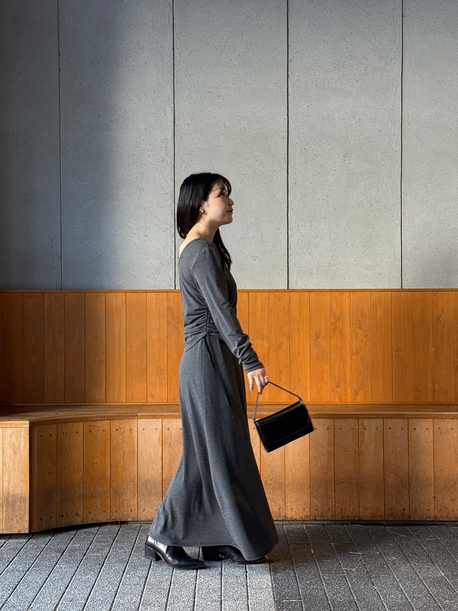 サイドシャーリングトップス/ウエストゴムスカートカットソー