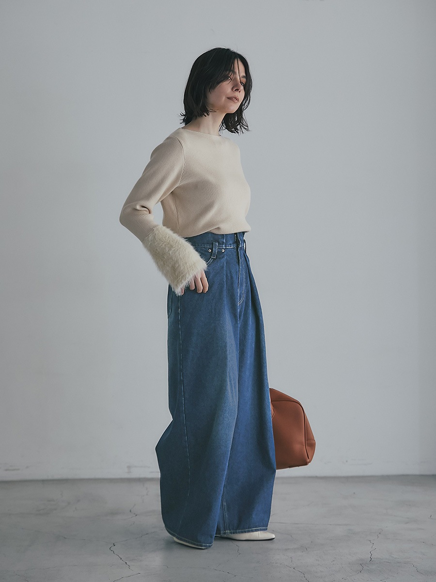 ウエストタックワイドデニムパンツ | Pants | AEFRE