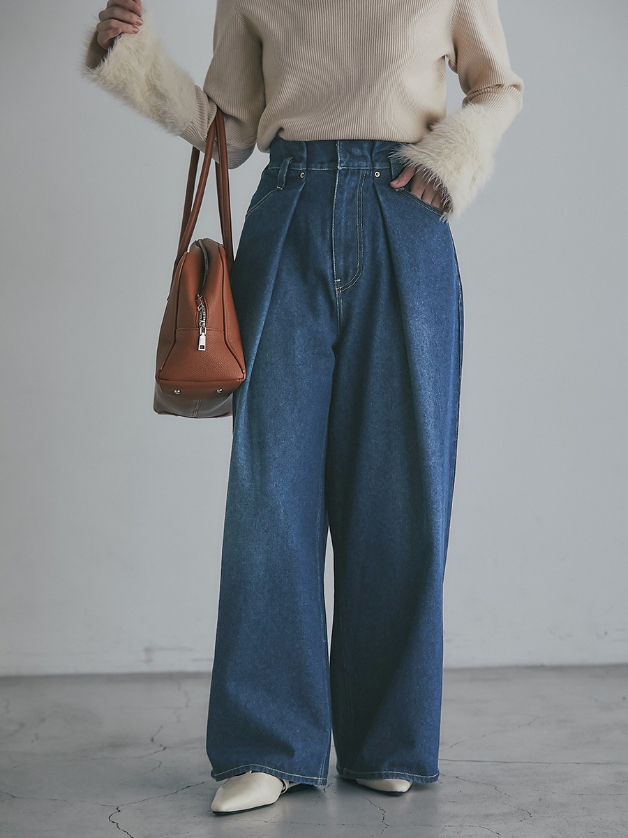 ウエストタックワイドデニムパンツ | Pants | AEFRE