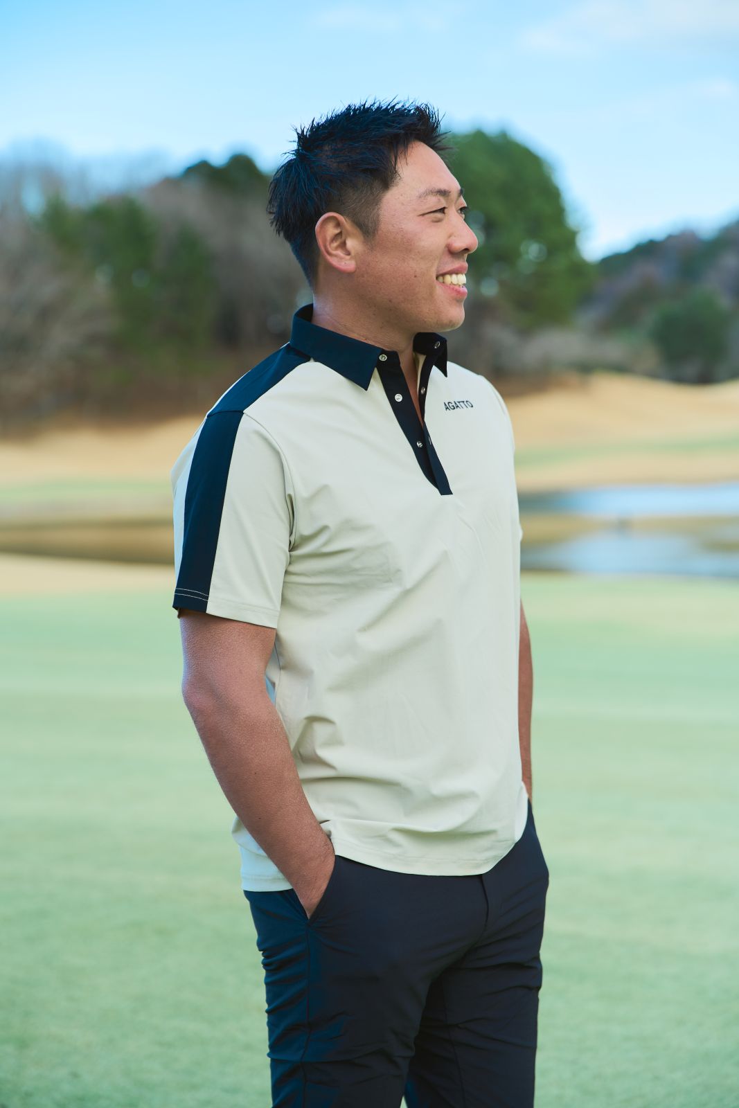 Bi-Color Panel POLO BEIGE×BLACK | TOPS | 【公式】AGATTO（アガット）