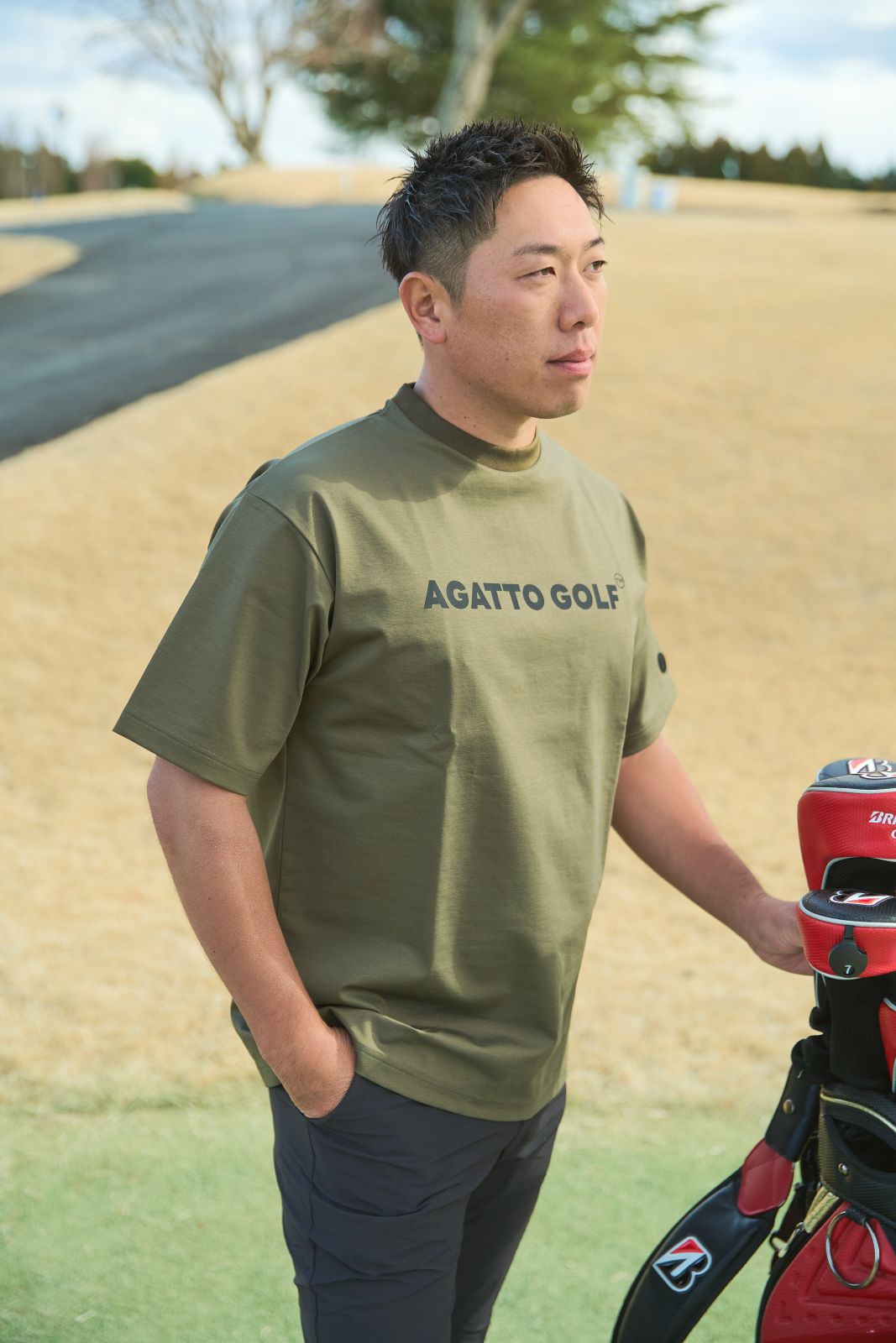 Ribbed Collar PULLOVER KHAKI