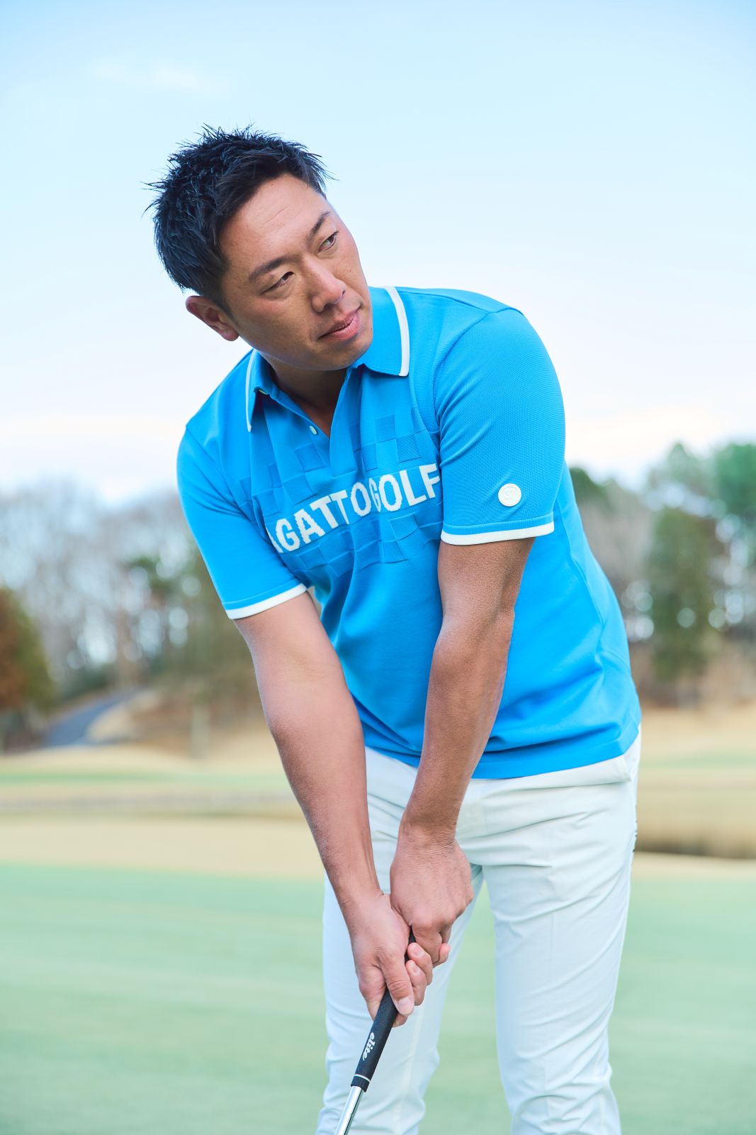 Waffle Grid Polo BLUE