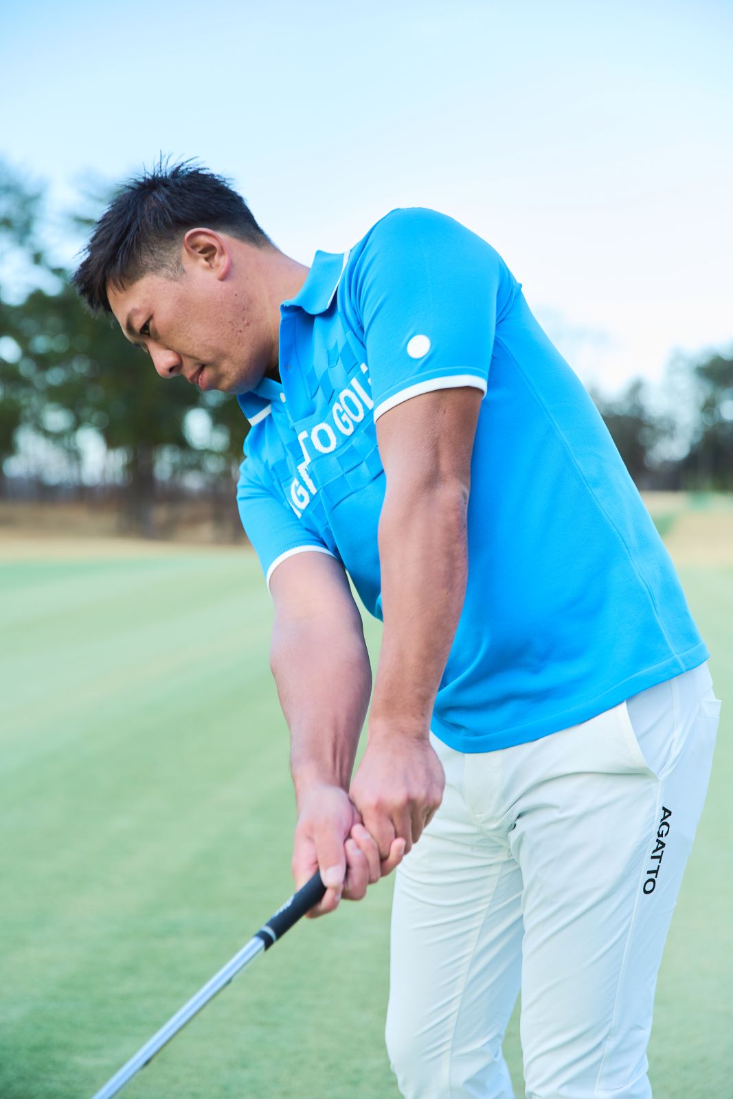 Waffle Grid Polo BLUE | TOPS | 【公式】AGATTO（アガット）