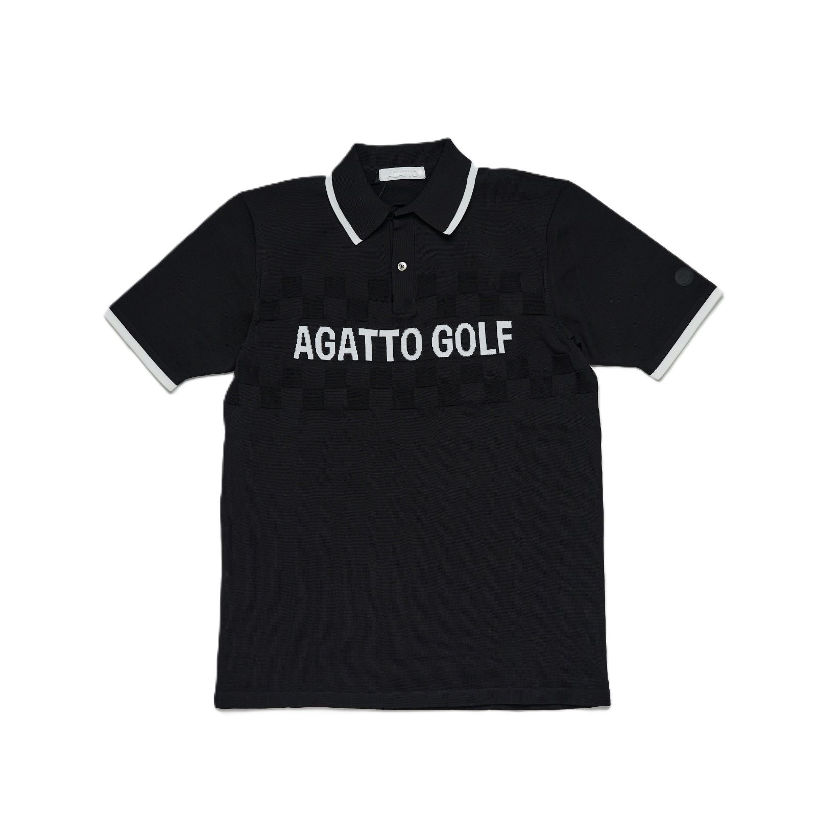 Waffle Grid Polo BLACK