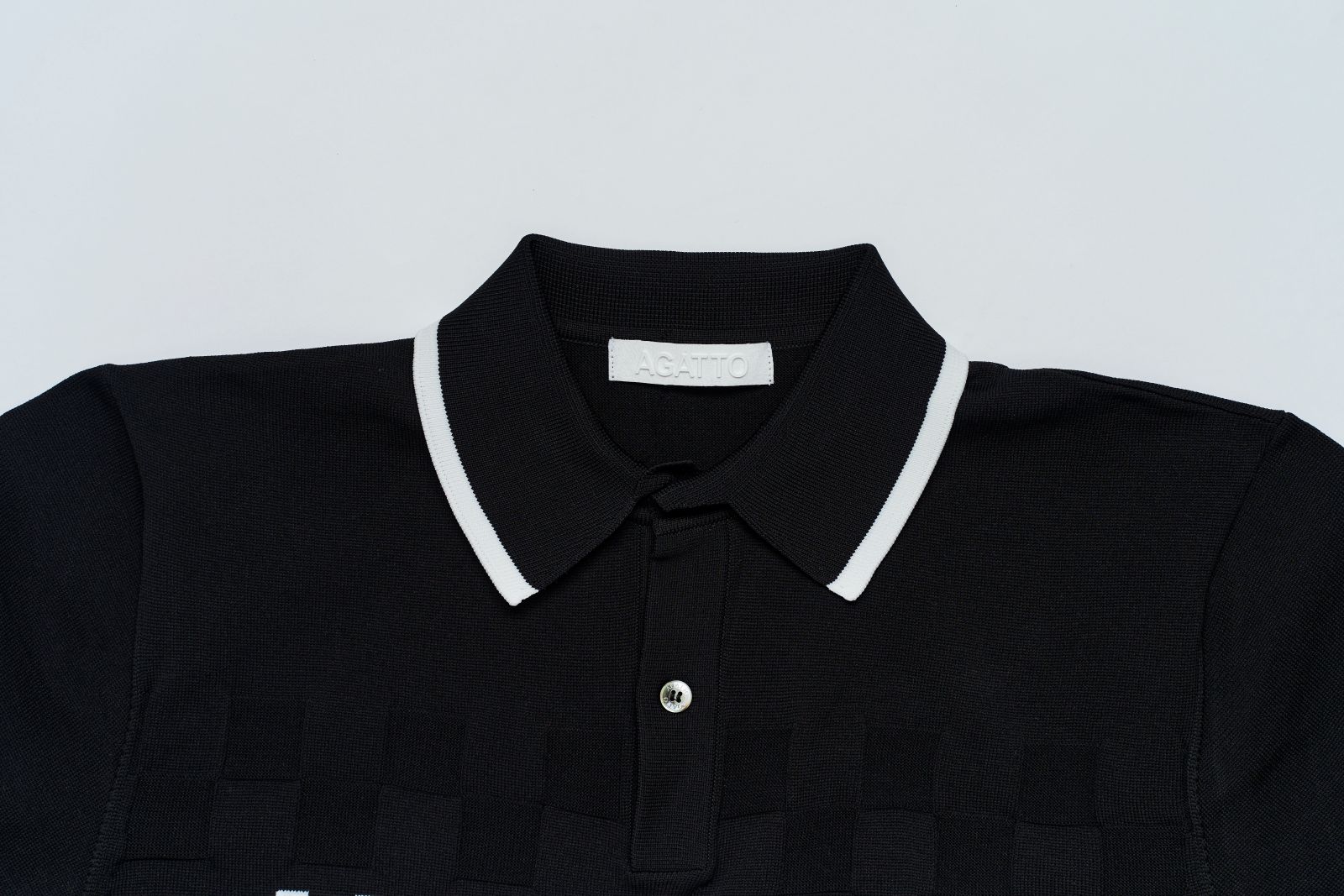 Waffle Grid Polo BLACK