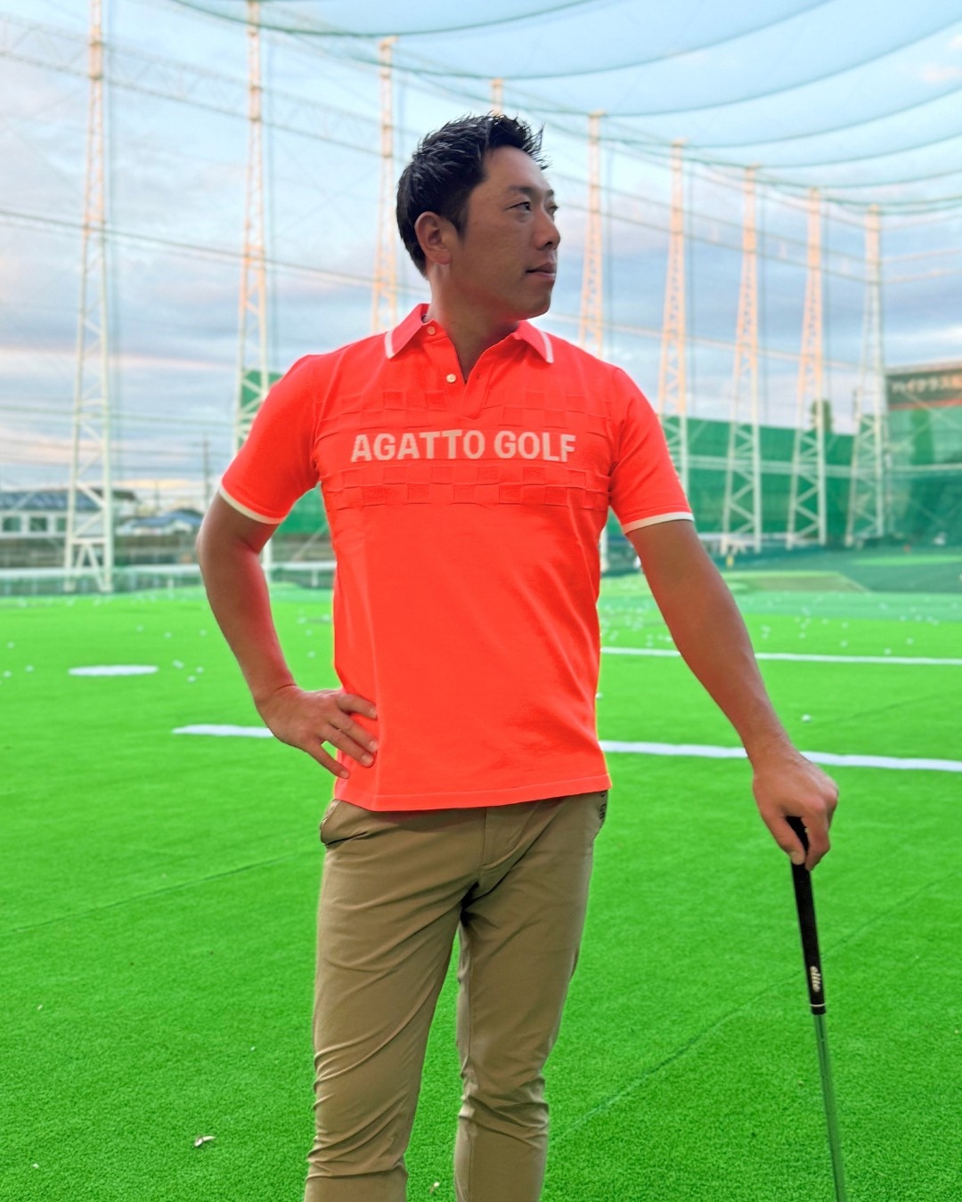 Waffle Grid Polo ORANGE