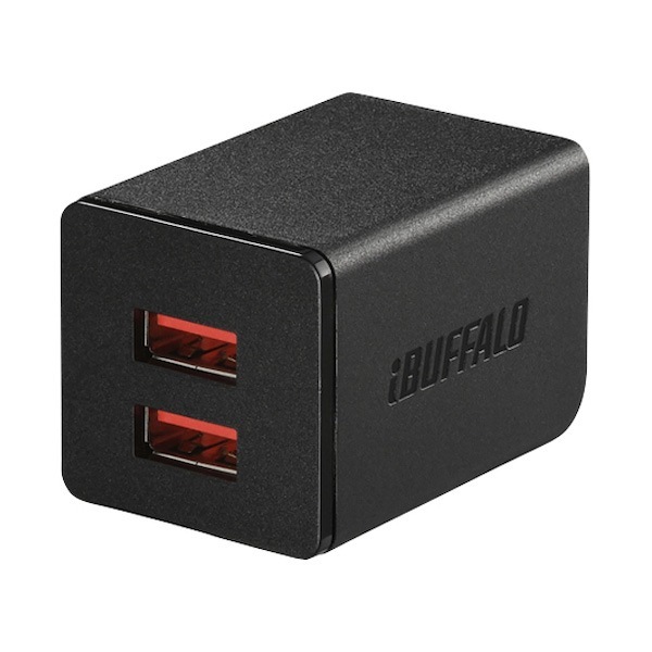 バッファロー 2.4A USB急速充電器 AutoPowerSelect機能搭載 2ポートタイプ 自動判別USBx2 ブラック BSMPA2402P2BK|携帯充電器・電池|防災グッズ