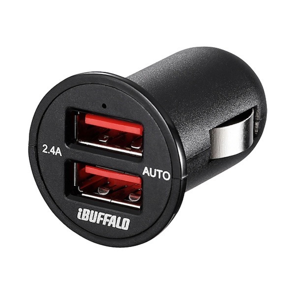バッファロー 2.4A シガーソケット用USB急速充電器 AutoPowerSelect機能搭載 2ポートタイプ ブラック BSMPS2401P2BK|携帯充電器・電池|防災グッズ
