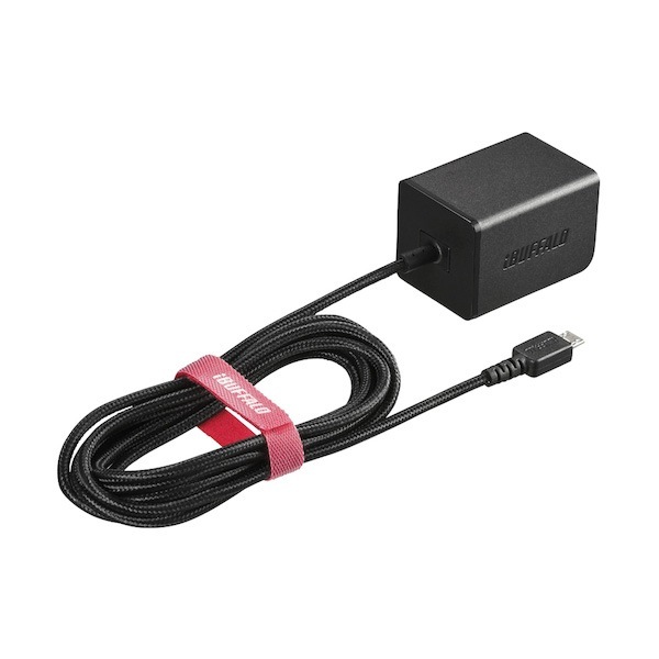 バッファロー 2.4A USB急速充電器 microUSB急速ケーブル一体型タイプ 1.8m ブラック BSMPA2401BC1BK|携帯充電器・電池|防災グッズ