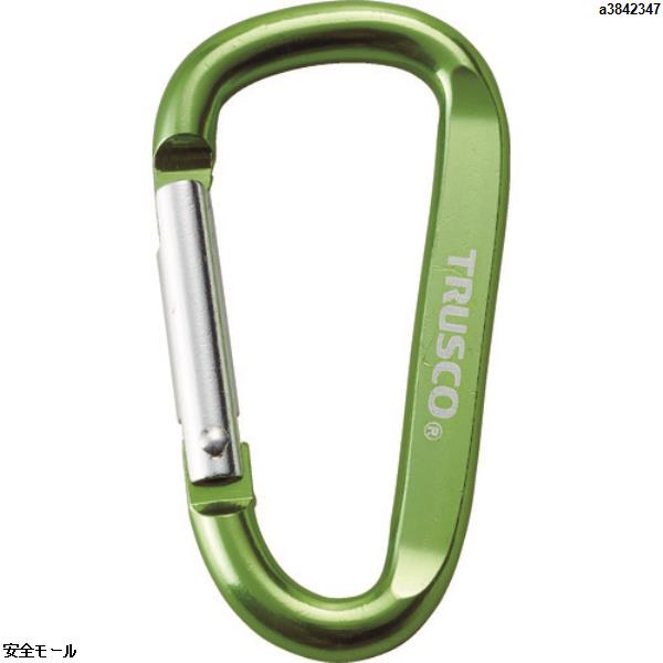TRUSCO カラビナ 線径6mmX60mm D型 グリーン　TKN660GN　1個|保護具|工業用副資材A