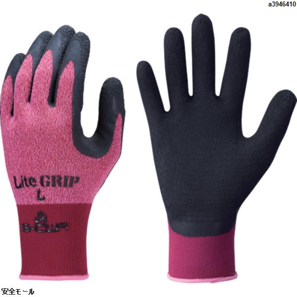 ショーワ 天然ゴム背抜き手袋 ライトグリップ レッド Lサイズ　NO341LR　1双|保護具|工業用副資材A
