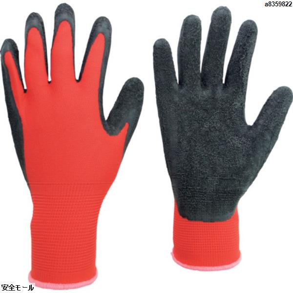ミドリ安全 ハイグリップ天然ゴム背抜き手袋 MHG-130赤/黒 S　MHG130RDBKS　1双|保護具|工業用副資材A