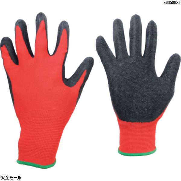 ミドリ安全 ハイグリップ天然ゴム背抜き手袋 MHG-130赤/黒 M　MHG130RDBKM　1双|保護具|工業用副資材A