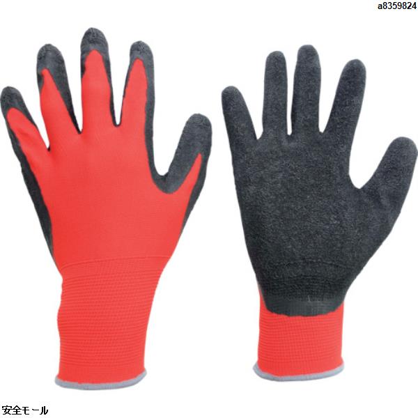 ミドリ安全 ハイグリップ天然ゴム背抜き手袋 MHG-130赤/黒 L　MHG130RDBKL　1双|保護具|工業用副資材A