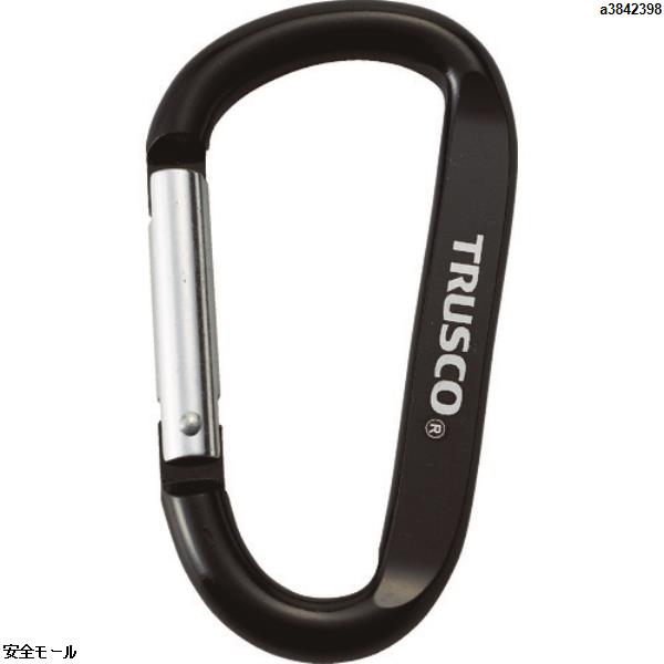 TRUSCO カラビナ 線径8mmX80mm D型 ブラック　TKN880BK　1個|保護具|工業用副資材A