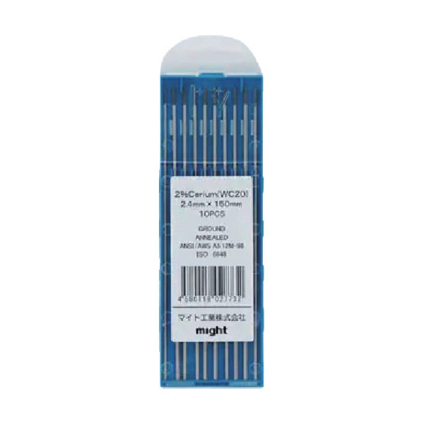 マイト セリウム入電極2.4mm×150mm(10本) TG-152S|電気溶接用品|溶接用品