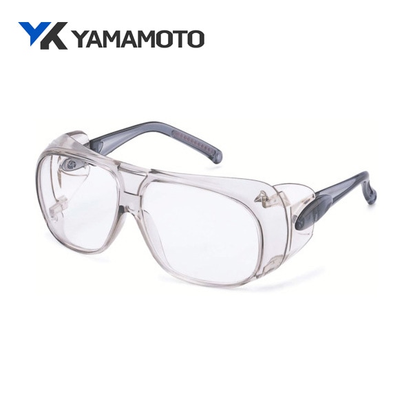 YAMAMOTO 二眼型保護メガネ(フレームタイプ) セーフティグラス レンズ色:クリア テンプルカラー:スモーク YS-75|保護メガネ|ゴーグルなどの保護メガネ