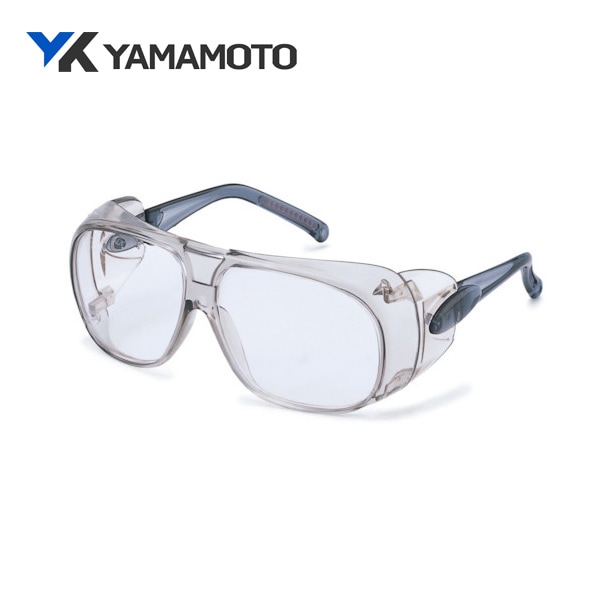 YAMAMOTO 二眼型保護メガネ(フレームタイプ) 曇リ止メ仕様 セーフティグラス レンズ色:クリア テンプルカラー:スモーク YS-75 PET-AF|保護メガネ|ゴーグルなどの保護メガネ
