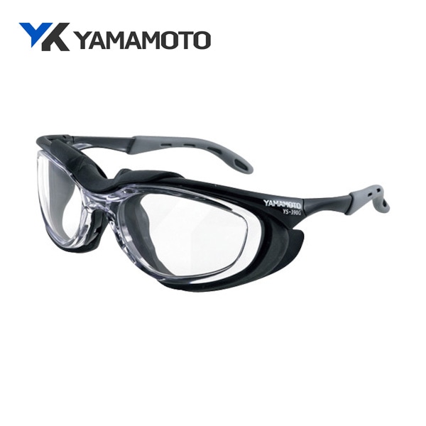 YAMAMOTO 2眼形保護メガネ ガスケットタイプ YS-390G JIS PET-AF BLK|保護メガネ|ゴーグルなどの保護メガネ